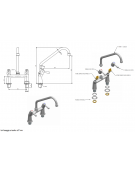 RUBINETTO BIFORO CON CANNA GIREVOLE "C" Ø18X250, MANIGLIA A LEVA. INTERASSE 155mm--LUNGHEZZA CANNA MM 250