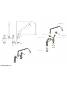 RUBINETTO BIFORO CON CANNA GIREVOLE "C" Ø18x300, MANIGLIA A LEVA. INTERASSE 155mm-LUNGHEZZA CANNA MM 300