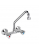 Rubinetto biforo a muro con canna a "C" Ø mm 18 e maniglia a Stella - mm 250x250h