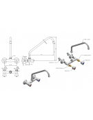 Rubinetto biforo a muro con canna a "C" Ø mm 18 e maniglie a Stella - mm 300x290h