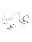 Rubinetto biforo a muro con canna a "C" Ø mm 18 e maniglia a Leva - mm 250x250h