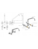 Rubinetto biforo a muro con canna a "C" Ø mm 18 e maniglie a Leva - mm 300x290h