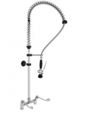 Gruppo doccia prelavaggio biforo a lavello con maniglie a leva clinica e doccetta Basic. Interasse fisso 203,20 mm