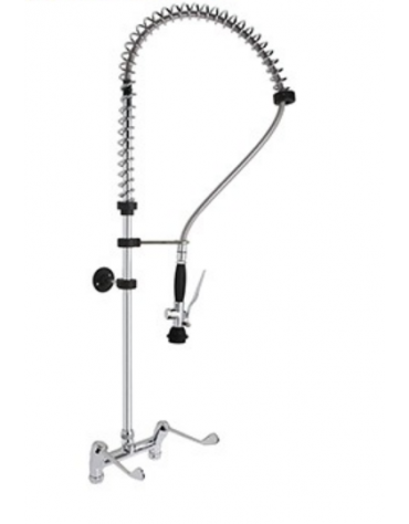 Gruppo doccia prelavaggio biforo a lavello con maniglie a leva clinica e doccetta Basic. Interasse fisso 203,20 mm