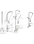 Biforo a lavello, canna a "C" lavaverdure, Ø mm 20 , leva clinica corta - mm 300x450h