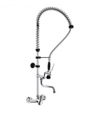 Gruppo Doccia Biforo miscelatore a muro lavaverdure, canna a metà asta, Ø mm 18, leva corta - mm 300x175h