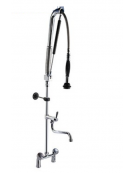 Gruppo doccia prelavaggio biforo a lavello sistema acqua-stop con canna “S” a metà asta e maniglie rotonde - mm 300x400h