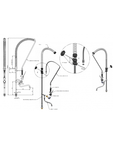 Kit doccia competo di basetta e canna a metà asta mm Ø 18 - mm 280x145h