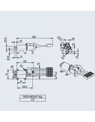 Miscelatore progressivo monopedale con blocco