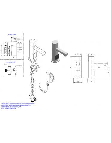 Rubinetto elettrico, alimentazione elettrica - Ø mm 45 -  mm 100x153h