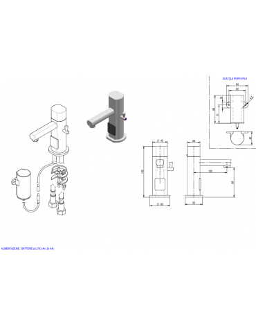 Miscelatore elettrico, alimentazione batteria - Ø mm 45 -  mm 100x153h