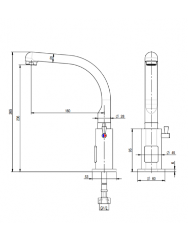 Miscelatore elettronico canna fusa, alimentazione batteria - Ø mm 20 -  mm 160x265h