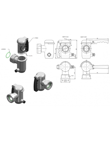 Scarico pentola da 1″ 1/2 con tenuta O-ring - mm Ø 78
