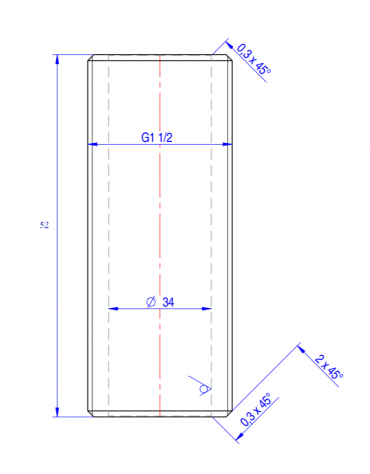 Nipplo 1" 1/2 - mm Ø 34x52h