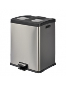 Pattumiera in acciaio inox con apertura a pedale - 2 secchi interni da lt 30 cadauno - cm 48x46x64h