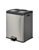 Pattumiera in acciaio inox con apertura a pedale - 2 secchi interni da lt 30 cadauno - cm 48x46x64h