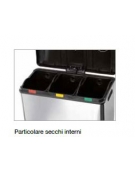 Pattumiera in acciaio inox con apertura a pedale - 2 secchi interni da lt 30 cadauno - cm 48x46x64h