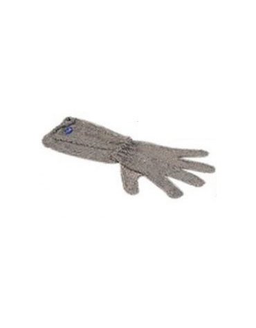 Guanto inox antinfortunistico a cinque dita con chiusura a molla inox. Avambraccio compreso