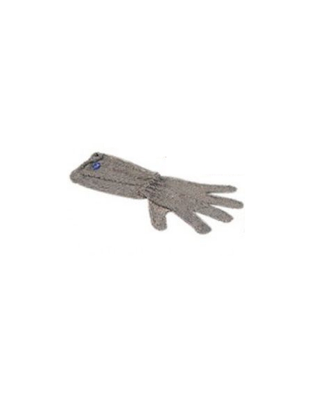 Guanto inox antinfortunistico a cinque dita con chiusura a molla inox. Avambraccio compreso