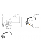Corpo deviatore con canna a "C", maniglia a Leva - mm Ø 18x300x345h