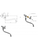 Snodo a muro con canna a "S"e maniglia a Leva - mm Ø 18x220x120h