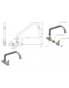 Snodo a muro con canna a "C", maniglia a Leva - mm Ø 18x250x255h