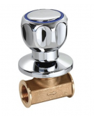 Rubinetto d'arresto brasiera stampato FF 1/2″ - Maniglia rotonda con placchetta blu