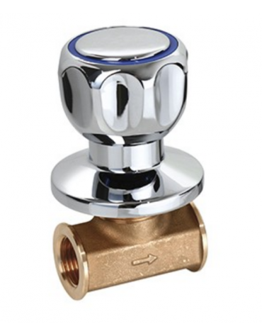 Rubinetto d'arresto brasiera stampato FF 1/2″ - Maniglia rotonda con placchetta blu