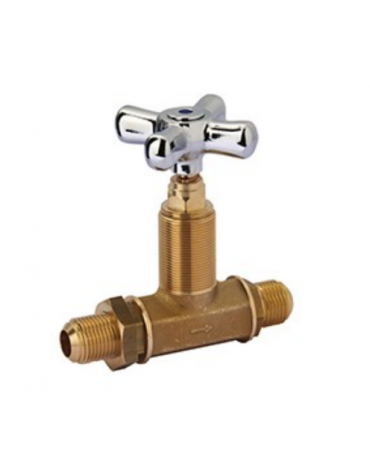 Rubinetto d'arresto brasiera stampato FF, + nipplo1/2'', maniglia Croce