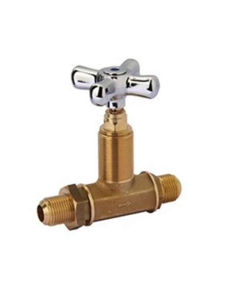 Rubinetto d'arresto brasiera stampato FF, + nipplo1/2'', maniglia Croce