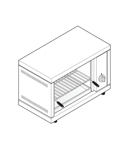 Salamandra elettrica chiusa su 3 lati -  sup. di cottura cm 38x39 - cm 54x40x39h