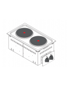 Cucina elettrica monofase, da incasso, 2 piastre cm Ø 22, con potenza 5,2 kW  - cm 35x60x10h