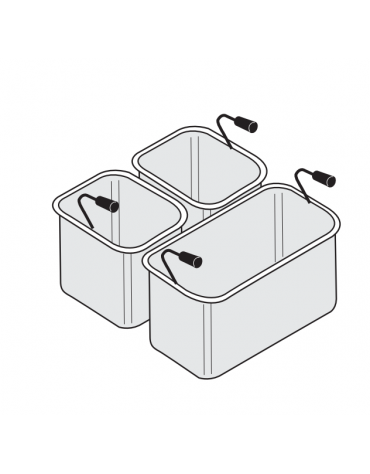 Set Cestelli per cuocipasta 1xGN1/3 cm 29x16x20h + 2xGN1/6 cm 14x14x20h