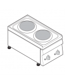 Cucina elettrica da banco trifase-4kw, 2 piastre Ø cm 18 - cm 35x60x30h