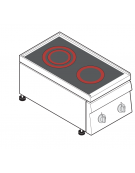 Cucina elettrica in vetroceramica professionale trifase-4,3kw, 2 zone di cottura - cm 35x60x30h