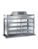 Vetrina refrigerata con piano di fondo con cristalli a coulisse su 1 lato ed antine a ribalta mm 1500x700x1143 h