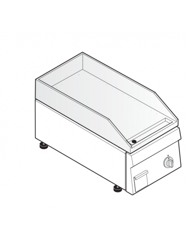 Fry top elettrico trifase-3.9kw da incasso, piastra liscia, r. temp. 50÷320 °C - sup. di cottura cm 34,6x56,4  - dim. 35x60x30h