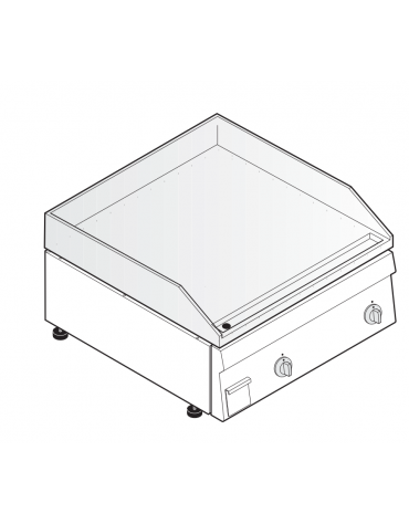 Fry top elettrico trifase-7.8kw da banco, piastra liscia, r. temp. 50÷320 °C - sup. di cottura cm 69,6x56,4  - dim. 70x60x30h