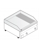 Fry top elettrico monofase-6kw da banco, piastra 1/3Rigata 2/3Liscia - sup. di cottura cm 69,6x56,4  - dim. 70x60x30h