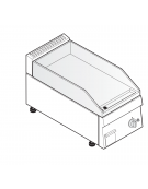 Fry top a gas da banco, 4 kw, piastra liscia, consumo gas 0,42 m³/h - sup. di cottura cm 34,6x56,4  - dim. 35x60x30h