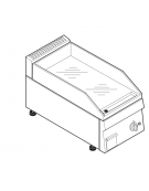 Fry top a gas da banco, 4 kw, piastra liscia cromata, consumo gas 0,42 m³/h - sup. di cottura cm 34,6x56,4  - dim. 35x60x30h