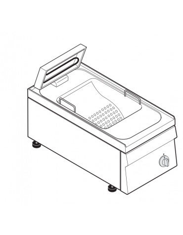 Scaldapatate elettrico monofase-0.65kw da banco, 1 vasca GN2/3 dim. cm 32,5x35,4x20h - dim tot. cm 35x60x30h