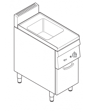 Cuocipasta a gas GN 2/3, in acciaio in acciaio inox AISI 316 da 23 litri di capacità - cm 35x60x85h