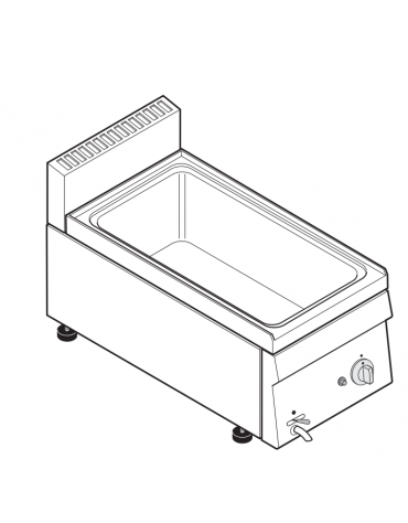 Bagnomaria a gas da banco, 1 vasca AISI 304 - GN1/1 dim. cm 30,5x51x16,5h - dim tot. cm 35x60x30h