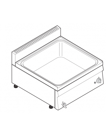 Bagnomaria a gas da banco, 1 vasca AISI 304 - GN2/1 dim. cm 63x51x16,5h - dim tot. cm 70x60x30h