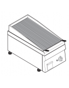 Griglia gas a pietra lavica da banco - 1 griglia inox a "V" da cm 30x48 - potenza gas totale Kw 6,9 - cm 35x60x30h