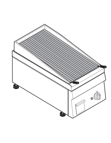 Griglia gas a pietra lavica da banco - 1 griglia inox a "V" da cm 30x48 - potenza gas totale Kw 6,9 - cm 35x60x30h