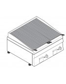 Griglia gas a pietra lavica da banco, 2 griglie inox a V da cm 30x48 cad. - potenza gas tot. Kw 13,8 - cm 70x60x30h