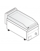 Fry top elettrico monofase-3kw da banco, piastra liscia, r. temp. 50÷320 °C - sup. di cottura cm 34,6x56,4  - dim. 35x65x28h