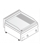 Fry-Top elettrico da banco, 2 zone cottura - piastra 1/3 rigata + 2/3 liscia, cm 69,6x56,4 - trifase Kw 7,8 - cm 70x65x28h